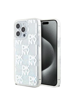 Husa pentru iPhone 15 Pro Max - DKNY Hardcase Liquid Glitter Multilogo (DKHCP15XLCPEPT) - White