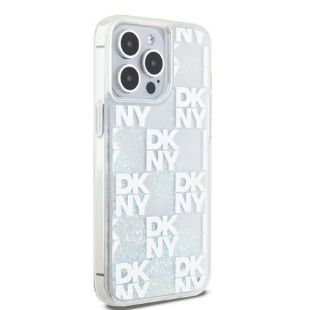 Husa pentru iPhone 15 Pro Max - DKNY Hardcase Liquid Glitter Multilogo (DKHCP15XLCPEPT) - White