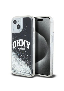 Husa pentru iPhone 15 - DKNY Hardcase Liquid Glitter Big Logo (DKHCP15SLBNAEK) - Black