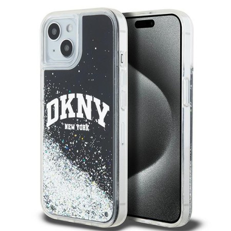 Husa pentru iPhone 15 - DKNY Hardcase Liquid Glitter Big Logo (DKHCP15SLBNAEK) - Black