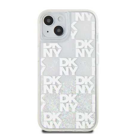 Husa pentru iPhone 15 - DKNY Hardcase Liquid Glitter Multilogo (DKHCP15SLCPEPT) - White