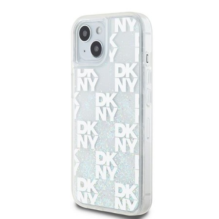 Husa pentru iPhone 15 - DKNY Hardcase Liquid Glitter Multilogo (DKHCP15SLCPEPT) - White