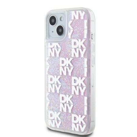 Husa pentru iPhone 15 - DKNY Hardcase Liquid Glitter Multilogo (DKHCP15SLCPEPP) - Pink