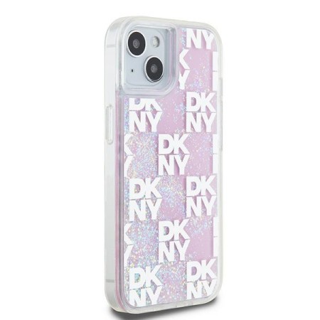 Husa pentru iPhone 15 - DKNY Hardcase Liquid Glitter Multilogo (DKHCP15SLCPEPP) - Pink