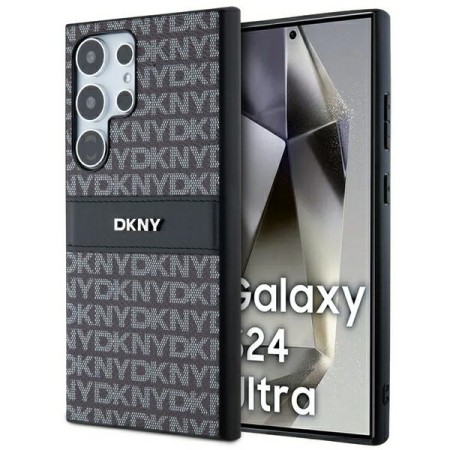 Husa Samsung Galaxy S24 Ultra - DKNY Leather Mono Stripe and Metal Logo (DKHCS24LPRTHSLK) - Black