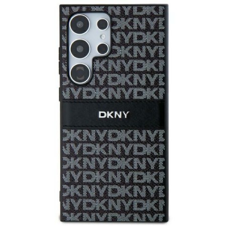 Husa Samsung Galaxy S24 Ultra - DKNY Leather Mono Stripe and Metal Logo (DKHCS24LPRTHSLK) - Black