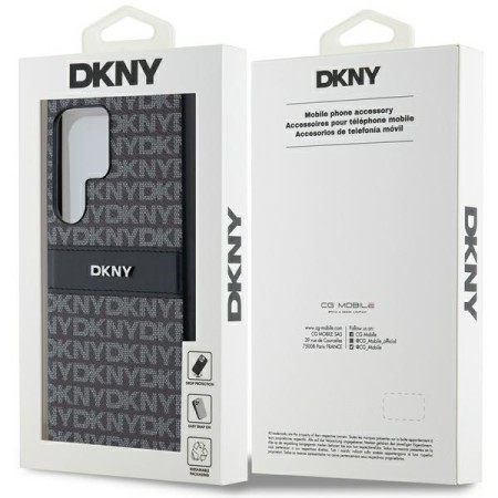 Husa Samsung Galaxy S24 Ultra - DKNY Leather Mono Stripe and Metal Logo (DKHCS24LPRTHSLK) - Black