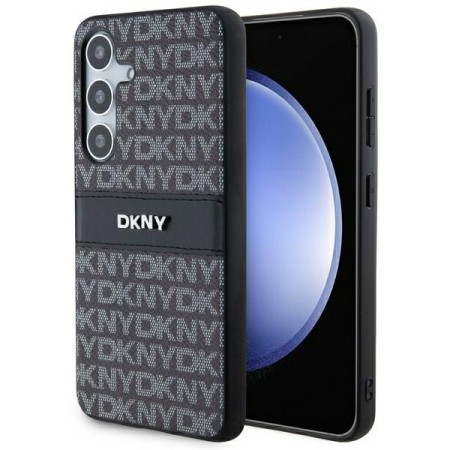 Husa Samsung Galaxy S24 Plus - DKNY Leather Mono Stripe and Metal Logo (DKHCS24MPRTHSLK) - Black