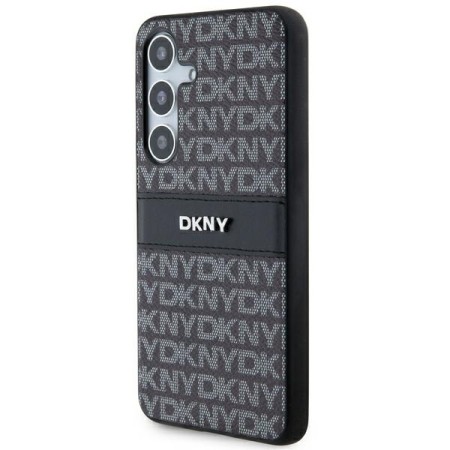 Husa Samsung Galaxy S24 Plus - DKNY Leather Mono Stripe and Metal Logo (DKHCS24MPRTHSLK) - Black