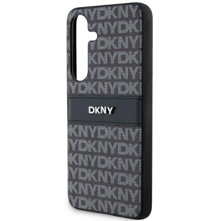 Husa Samsung Galaxy S24 Plus - DKNY Leather Mono Stripe and Metal Logo (DKHCS24MPRTHSLK) - Black