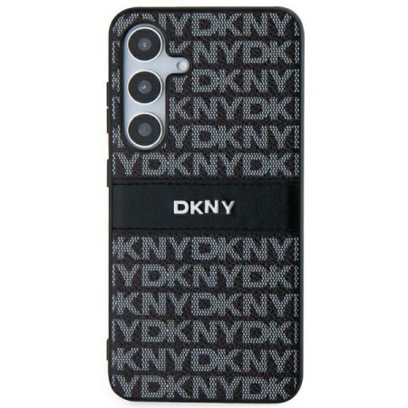 Husa Samsung Galaxy S24 Plus - DKNY Leather Mono Stripe and Metal Logo (DKHCS24MPRTHSLK) - Black