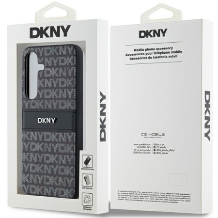 Husa Samsung Galaxy S24 Plus - DKNY Leather Mono Stripe and Metal Logo (DKHCS24MPRTHSLK) - Black