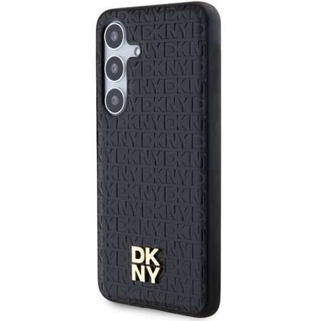 Husa Samsung Galaxy S24 - DKNY Leather Pattern Metal Logo MagSafe (DKHMS24SPSHRPSK) - Black