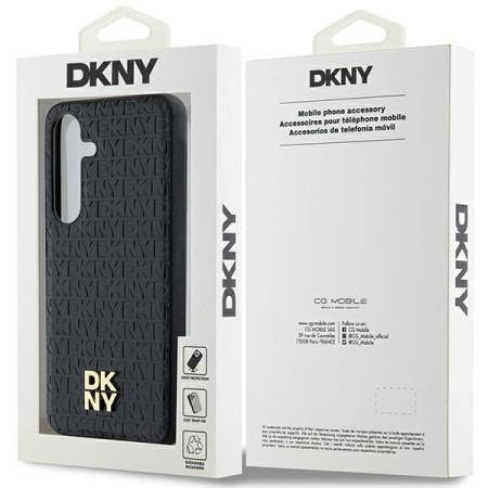 Husa Samsung Galaxy S24 - DKNY Leather Pattern Metal Logo MagSafe (DKHMS24SPSHRPSK) - Black