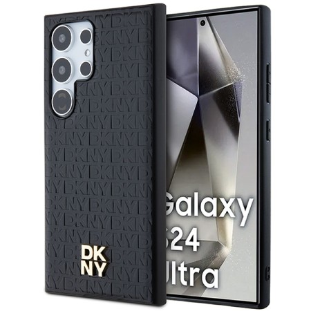 Husa Samsung Galaxy S24 Ultra - DKNY Leather Pattern Metal Logo MagSafe (DKHMS24LPSHRPSK) - Black