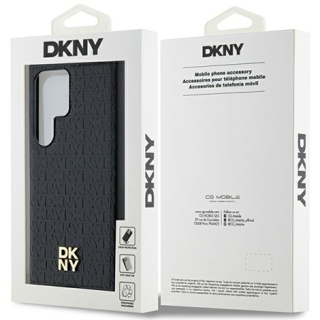 Husa Samsung Galaxy S24 Ultra - DKNY Leather Pattern Metal Logo MagSafe (DKHMS24LPSHRPSK) - Black