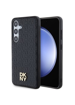 Husa Samsung Galaxy S24 Plus - DKNY Leather Pattern Metal Logo MagSafe (DKHMS24MPSHRPSK) - Black