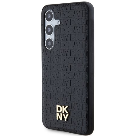 Husa Samsung Galaxy S24 Plus - DKNY Leather Pattern Metal Logo MagSafe (DKHMS24MPSHRPSK) - Black