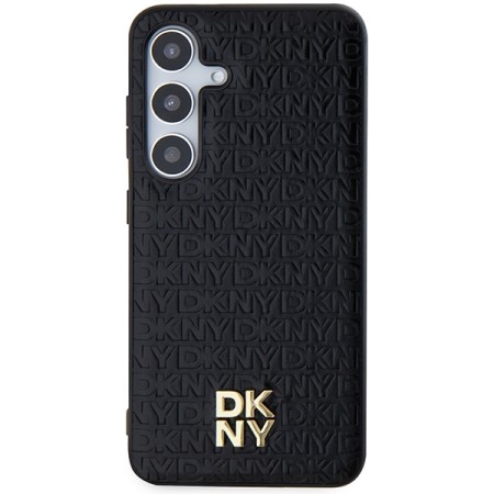 Husa Samsung Galaxy S24 Plus - DKNY Leather Pattern Metal Logo MagSafe (DKHMS24MPSHRPSK) - Black