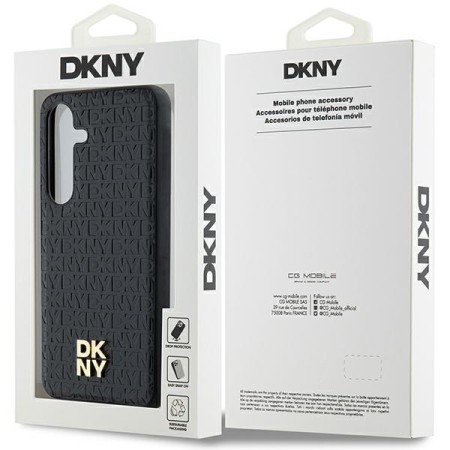 Husa Samsung Galaxy S24 Plus - DKNY Leather Pattern Metal Logo MagSafe (DKHMS24MPSHRPSK) - Black