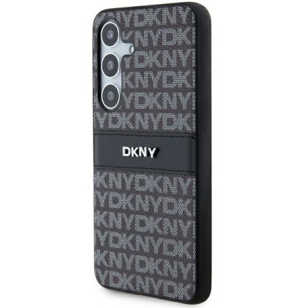 Husa Samsung Galaxy S24 - DKNY Leather Mono Stripe and Metal Logo (DKHCS24SPRTHSLK) - Black