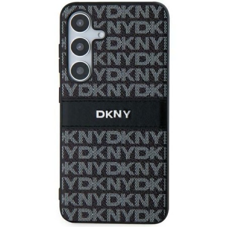 Husa Samsung Galaxy S24 - DKNY Leather Mono Stripe and Metal Logo (DKHCS24SPRTHSLK) - Black