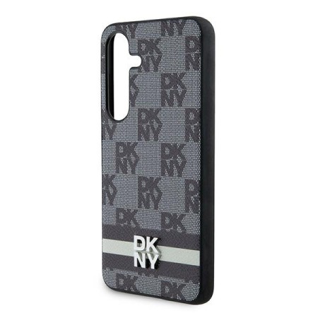 Husa Samsung Galaxy S24 - DKNY Leather Checkered Mono Pattern and Printed Stripes (DKHCS24SPCPTSSK) - Black