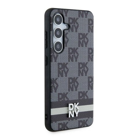 Husa Samsung Galaxy S24 - DKNY Leather Checkered Mono Pattern and Printed Stripes (DKHCS24SPCPTSSK) - Black