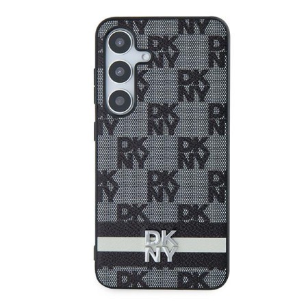 Husa Samsung Galaxy S24 - DKNY Leather Checkered Mono Pattern and Printed Stripes (DKHCS24SPCPTSSK) - Black