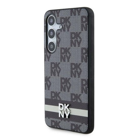 Husa Samsung Galaxy S24 - DKNY Leather Checkered Mono Pattern and Printed Stripes (DKHCS24SPCPTSSK) - Black