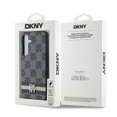 Husa Samsung Galaxy S24 - DKNY Leather Checkered Mono Pattern and Printed Stripes (DKHCS24SPCPTSSK) - Black