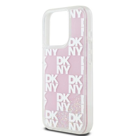 Husa pentru iPhone 15 Pro - DKNY Hardcase Liquid Glitter Multilogo (DKHCP15LLCPEPP) - Pink