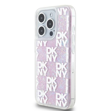 Husa pentru iPhone 15 Pro - DKNY Hardcase Liquid Glitter Multilogo (DKHCP15LLCPEPP) - Pink