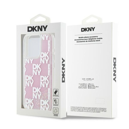 Husa pentru iPhone 15 Pro - DKNY Hardcase Liquid Glitter Multilogo (DKHCP15LLCPEPP) - Pink