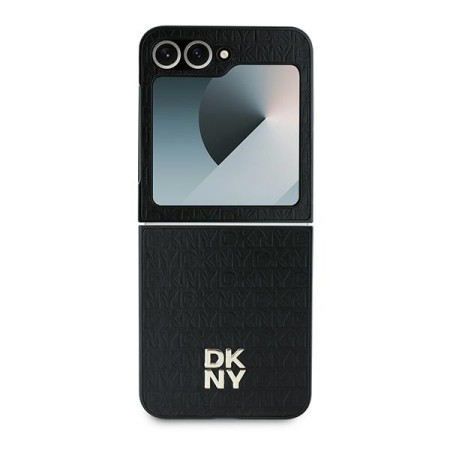 Husa Samsung Galaxy Z Flip6 - DKNY Leather Repeat Pattern Stack Logo (DKHCZF6PSHRPSK) - Black