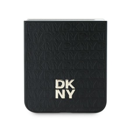 Husa Samsung Galaxy Z Flip6 - DKNY Leather Repeat Pattern Stack Logo (DKHCZF6PSHRPSK) - Black