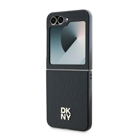 Husa Samsung Galaxy Z Flip6 - DKNY Leather Repeat Pattern Stack Logo (DKHCZF6PSHRPSK) - Black