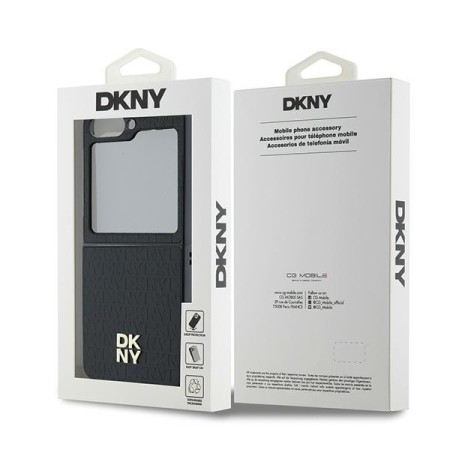 Husa Samsung Galaxy Z Flip6 - DKNY Leather Repeat Pattern Stack Logo (DKHCZF6PSHRPSK) - Black