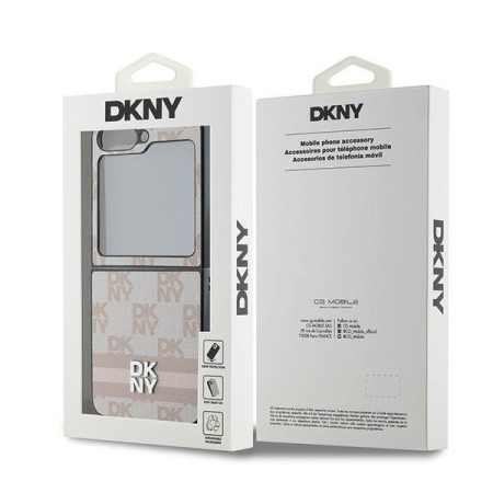 Husa Samsung Galaxy Z Flip6 - DKNY Leather Chequered Pattern Printed Stripes (DKHCZF6PCPTSSP) - Pink