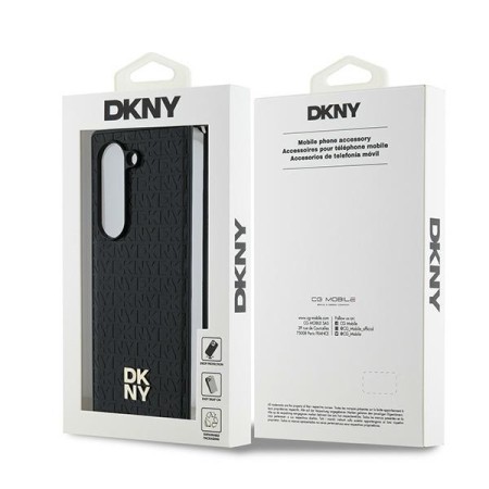 Husa Samsung Galaxy Z Fold6 - DKNY Leather Repeat Pattern Stack Logo (DKHMZFD6PSHRPSK) - Black