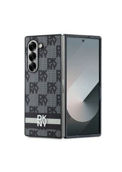 Husa Samsung Galaxy Z Fold6 - DKNY Leather Chequered Pattern Printed Stripes (DKHCZFD6PCPTSSKZ) - Black