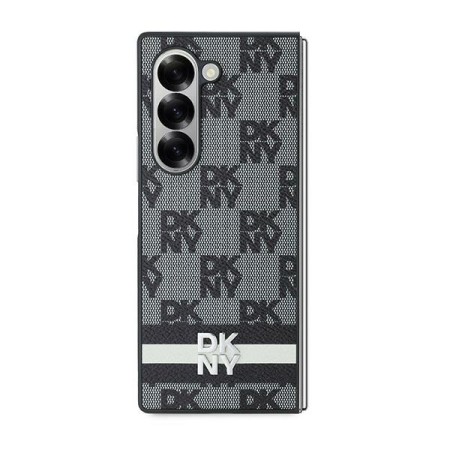 Husa Samsung Galaxy Z Fold6 - DKNY Leather Chequered Pattern Printed Stripes (DKHCZFD6PCPTSSKZ) - Black