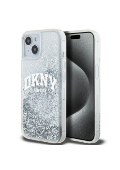 Husa pentru iPhone 15 - DKNY Hardcase Liquid Glitter Big Logo (DKHCP15SLBNAET) - White