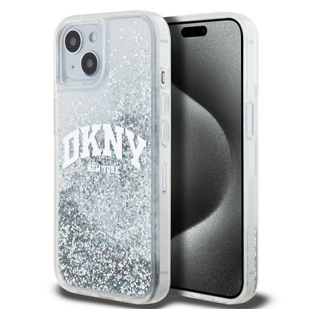 Husa pentru iPhone 15 - DKNY Hardcase Liquid Glitter Big Logo (DKHCP15SLBNAET) - White