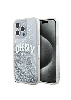 Husa pentru iPhone 15 Pro - DKNY Hardcase Liquid Glitter Big Logo (DKHCP15LLBNAET) - White