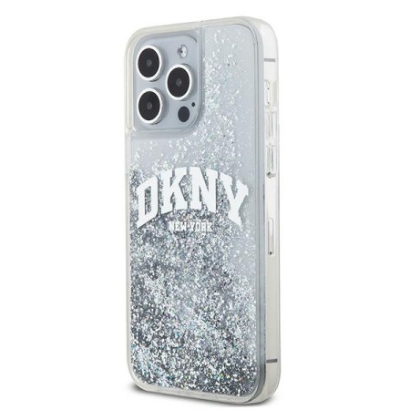 Husa pentru iPhone 15 Pro - DKNY Hardcase Liquid Glitter Big Logo (DKHCP15LLBNAET) - White