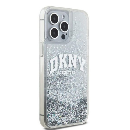 Husa pentru iPhone 15 Pro Max - DKNY Hardcase Liquid Glitter Big Logo (DKHCP15XLBNAET) - White