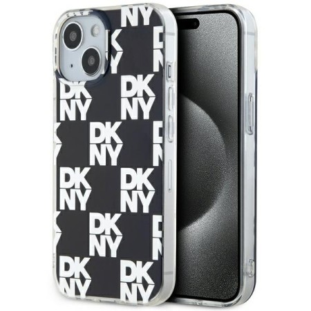 Husa iPhone 15 Plus - DKNY IML Checkered Mono Pattern (DKHCP15MHDLCEK) - Black