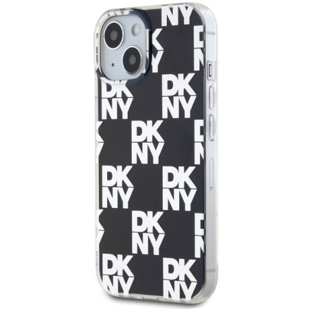 Husa iPhone 15 Plus - DKNY IML Checkered Mono Pattern (DKHCP15MHDLCEK) - Black