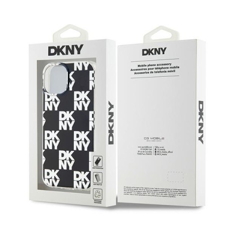 Husa iPhone 15 - DKNY IML Checkered Mono Pattern (DKHCP15SHDLCEK) - Black